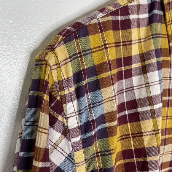 Eddie Bauer Yellow Red Earth Tones Button Up Long Sleeve Size Large Men’s - Picture 3 of 7